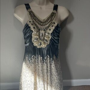 Elegant Black and Cream tank top with Gold Accents